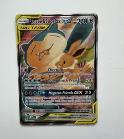 Pokemon Eevee & Snorlax GX SM169 Black Star Promo Holo TAG TEAM GX 270HP EN 2019 - Image 1