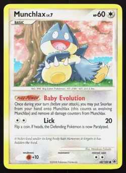 MUNCHLAX 68/100 COMMON MAJESTIC DAWN POKEMON LP - Image 1