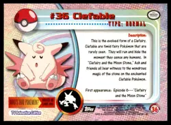 1999 Topps Pokemon Series Clefable #36 - Image 2