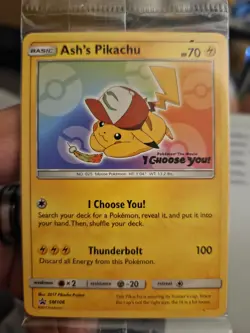 Pokemon TCG Ash's Pikachu SM108 Promo Trading Card Near Mint Condition Sealed! - Image 1