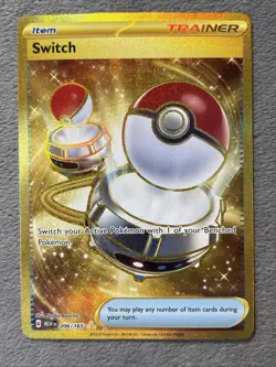 Switch 206/165 Pokemon Card Hyper Rare Gold Trainer SV 151 Mew en NM - Image 1
