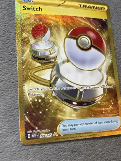 Switch 206/165 Pokemon Card Hyper Rare Gold Trainer SV 151 Mew en NM - Image 3