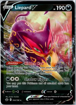 Pokemon Card - Liepard V Chilling Reign 104/198 V Ultra Rare Holo Near Mint - Image 1