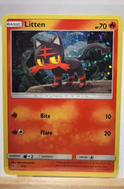Pokemon TCG Litten Holo Card 3/12 Basic Fire Type 2016 - Image 1