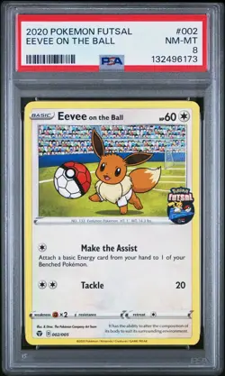 2020 Pokemon Futsal Promo #002 Eevee On The Ball PSA 8 Card! NM-MINT! Free Ship - Image 1