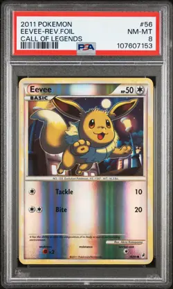 Eevee - 56/95 - 2011 Reverse Holo Common Call of Legends Pokemon Card PSA 8 - Image 1