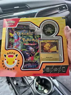 Collection Box Pokemon Booster Packs Pikachu Promo Card Coin 2026 - Image 1