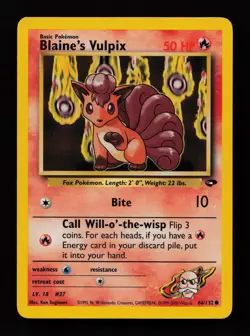 Blaine's Vulpix 66/132 Unlimited Common Gym Challenge Pokemon Cards - Image 1