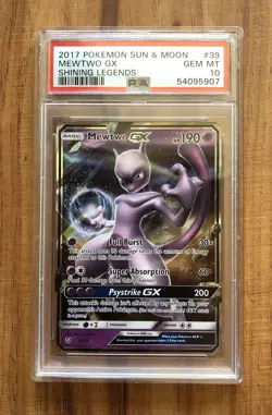 2017 Pokemon Sun and Moon Mewtwo GX Shining Legends PSA 10 - Image 1