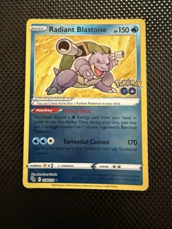Pokemon TCG Radiant Blastoise Holo Card 018/078 Pokemon Go - Image 1