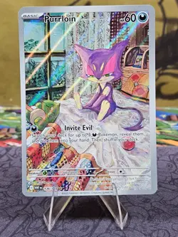 Pokemon TCG Purrloin 136/086 White Flare Illustration Rare Holo Card NM - Image 1