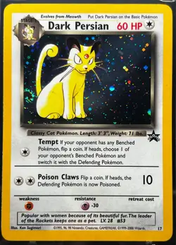Dark Persian #17 WOTC Black Star Promo Holo 🌀 Swirl Vintage Pokemon - MP/LP - Image 1