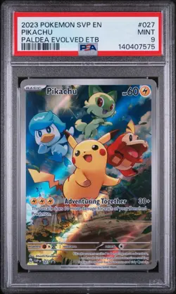 2023 POKEMON SVP EN-SV BLACK STAR PROMO #027 PIKACHU PSA 9 - Image 1