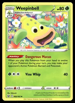 WEEPINBELL 002/163 UNCOMMON BATTLE STYLES POKEMON - Image 1