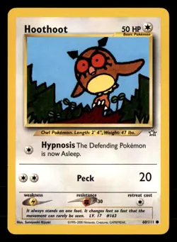 Hoothoot 60/111 Common Neo Genesis Pokemon Unlimited Lightly Played - Image 1