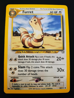 Pokemon TCG Neo Genesis Furret #35/111 Uncommon Regular Unlimited ENG 60 HP - LP - Image 1