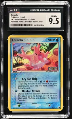 *POP 1* CGC 9.5 Corsola Reverse Holo Inverted EX Unseen Forces 37/115 Pokemon - Image 1