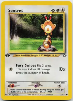 Sentret 71/111 Common Neo Genesis Pokemon 1st Edition Moderately Played - Image 1