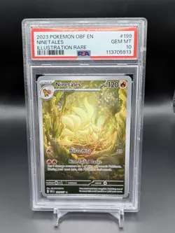 Pokemon 2023 Ninetales 199/197 Illustration Rare Obsidian Flames GEM MINT PSA 10 - Image 1