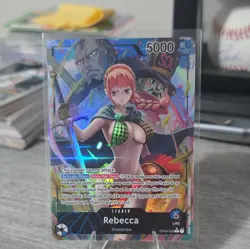 Bandai Rebecca OP04-039 Kingdoms of Intrigue Leader Alt Art Holo EN 5000 - Image 1