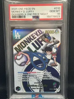 2025 Monkey.D.Luffy PSA 10 Dodgers x ONE PIECE Night EB02-010 Promotion Gem Mint - Image 1