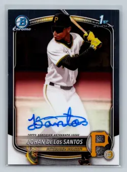 Johan De Los Santos 2025 Bowman Chrome 1st Auto #CPA-JDLS Pirates - Image 3