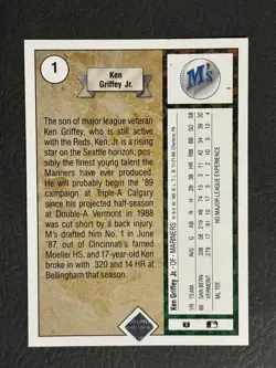 1989 Upper Deck Star Rookie Ken Griffey Jr #1 Rookie RC HOF - Image 2