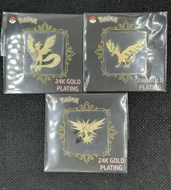 Articuno Zapdos Moltres 24k Gold Plated Sticker Korean Striking Candy Pokemon NM - Image 1