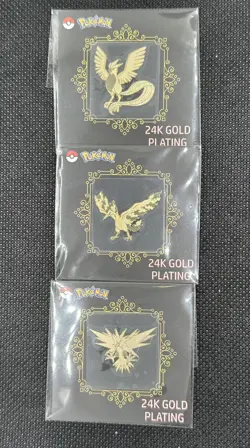 Articuno Zapdos Moltres 24k Gold Plated Sticker Korean Striking Candy Pokemon NM - Image 2