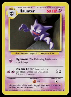 Pokemon Card Base Set Haunter 29/102 Uncommon 1999-2000 4th Print UK Exclusive - Image 1