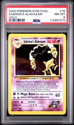2000 POKEMON GYM CHALLENGE #16/132 SABRINA'S ALAKAZAM HOLO PSA 8 - Image 1