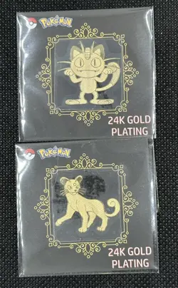 Meowth Persian 24k Gold Plated Sticker Korean Striking Candy Pokemon NM - Image 1