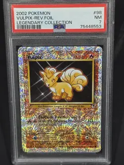 2002 Pokemon Legendary Collection Vulpix 98 /110 Reverse Holo Foil PSA 7 NM - Image 1