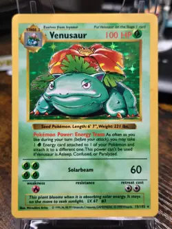 1999 Pokemon TCG Venusaur Holo Rare Shadowless 15/102 Base Set - MP - Image 1