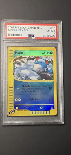 2002 Pokemon Expedition Reverse Foil Marill #120 PSA 8 NM-MT WotC E-Series - Image 1