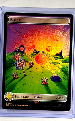2025 MTG Magic the Gathering SLD Secret Lair Drop SpongeBob Foil #1939 Plains - Image 1