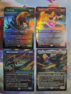MTG Marvel Super Heroes Commander- Complete Fantastic Family Borderless Foil Set - Image 1