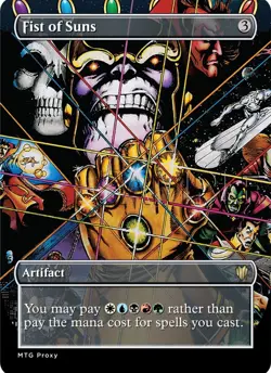 Marvel - Thanos - Fist of Suns - Foil Fanart Borderless Style EDH and Playtest - Image 1