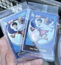One Piece Card Game Monkey D. Luffy LA Dodgers Don!! Your Turn +1000 Holo x2 - Image 1