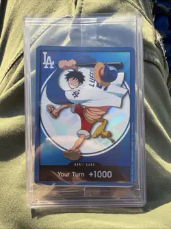 ONE PIECE X DODGERS PROMO MONKEY D LUFFY DON CARD IN HAND - Image 1