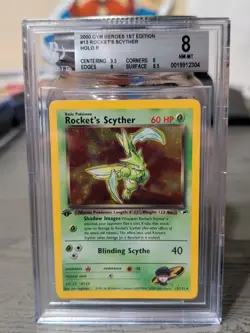[BGS 8] Rocket's Scyther 013/132 1st Edition - Gym Heroes Holo R - Image 1