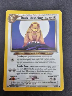 🐻 Pokemon TCG Dark Ursaring 21/105 - Vintage - Neo Destiny - WOTC - MP 🐻 - Image 1