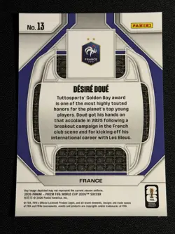 2026 Panini Prizm FIFA World Cup DESIRE DOUE Base New Era Insert No. 13 France - Image 2