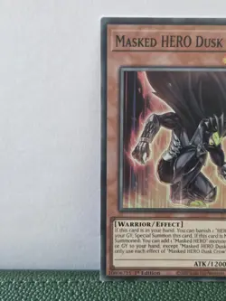 Masked HERO Dusk Crow MZMU-EN014 Super Rare Yugioh Maze of Muertos - Image 3