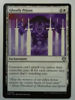 Ghostly Prison *Uncommon* Magic MtG x1 SOC Commander Secrets of Strixhaven - Image 1