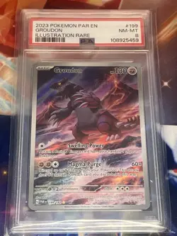 Pokemon Groudon Illustration 199/182 Paradox Rift 2023 PSA 8 - Image 1