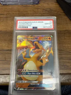 2019 Pokemon Sun & Moon Charizard GX Hidden Fates #9 PSA 10 GEM MINT - Image 1