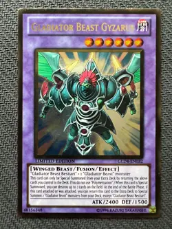 Yugioh Gladiator Beast Gyzarus Limited Edition Gold Ultra Rare GLD4-EN032 LP - Image 1