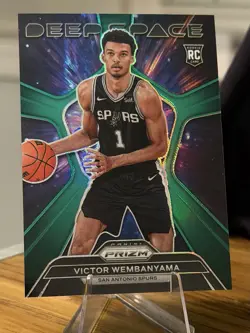 2023-24 Prizm Deep Space Rookie Victor Wembanyama Spurs #1 Green Prizm RC - Image 1