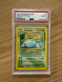 Venusaur 18/130 PSA 8 Base Set 2 Holo Rare 2000 Pokemon Card Graded - Image 1